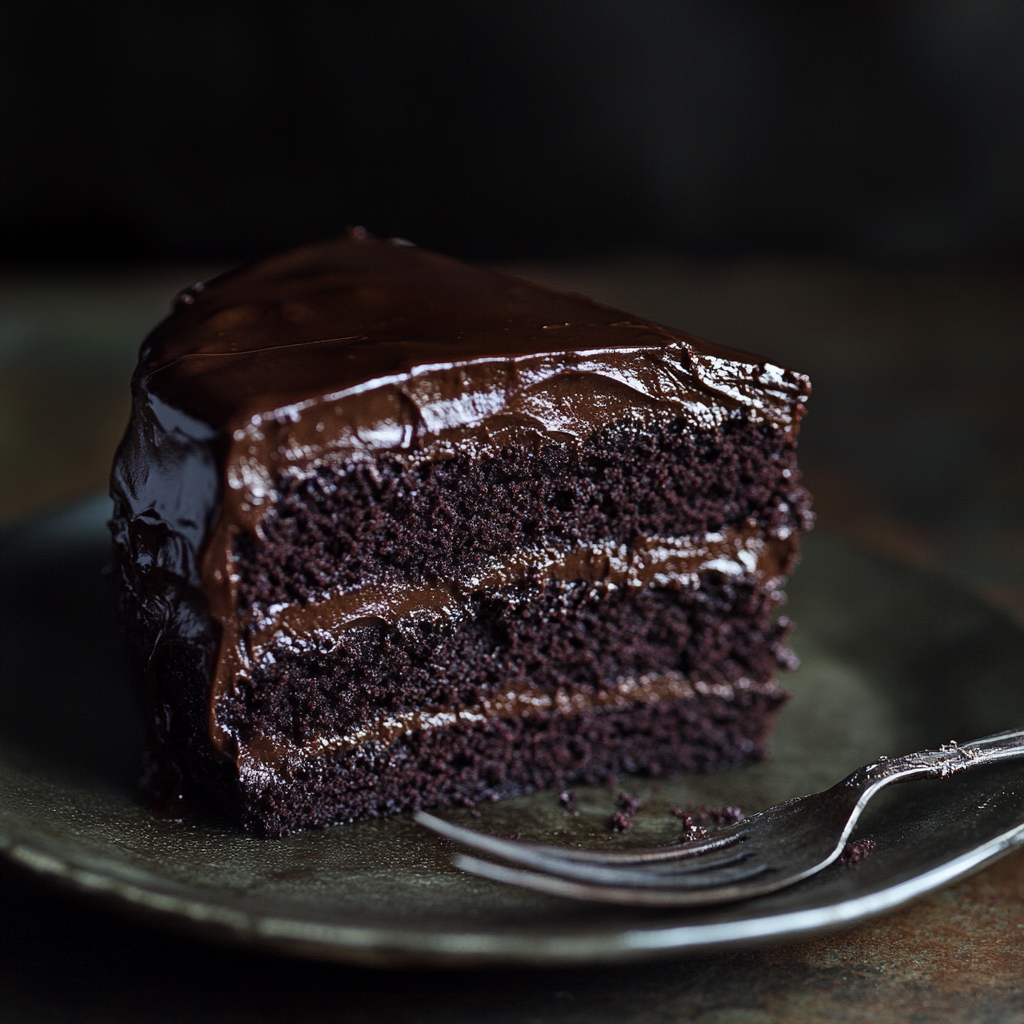 Une tranche de gâteau au chocolat | Source : Midjourney