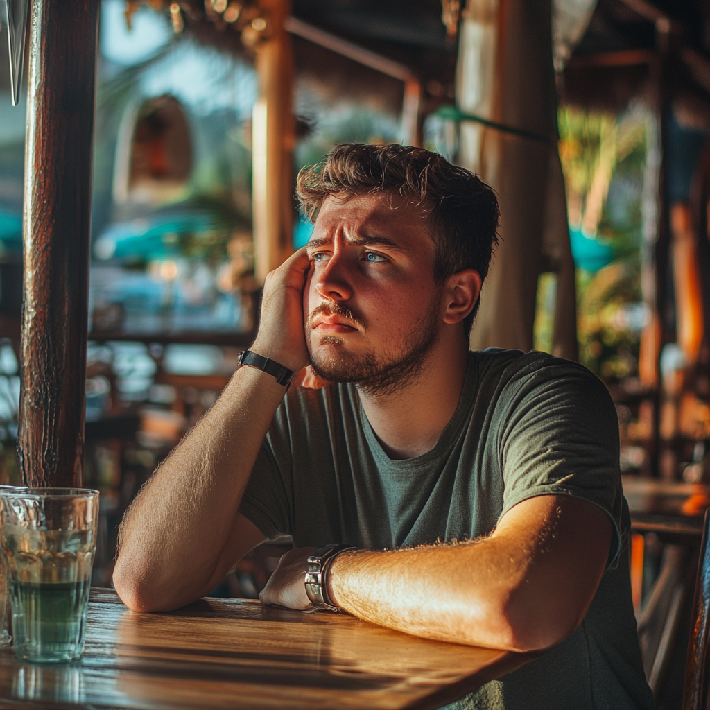 Un homme hésitant dans un café | Source : Midjourney