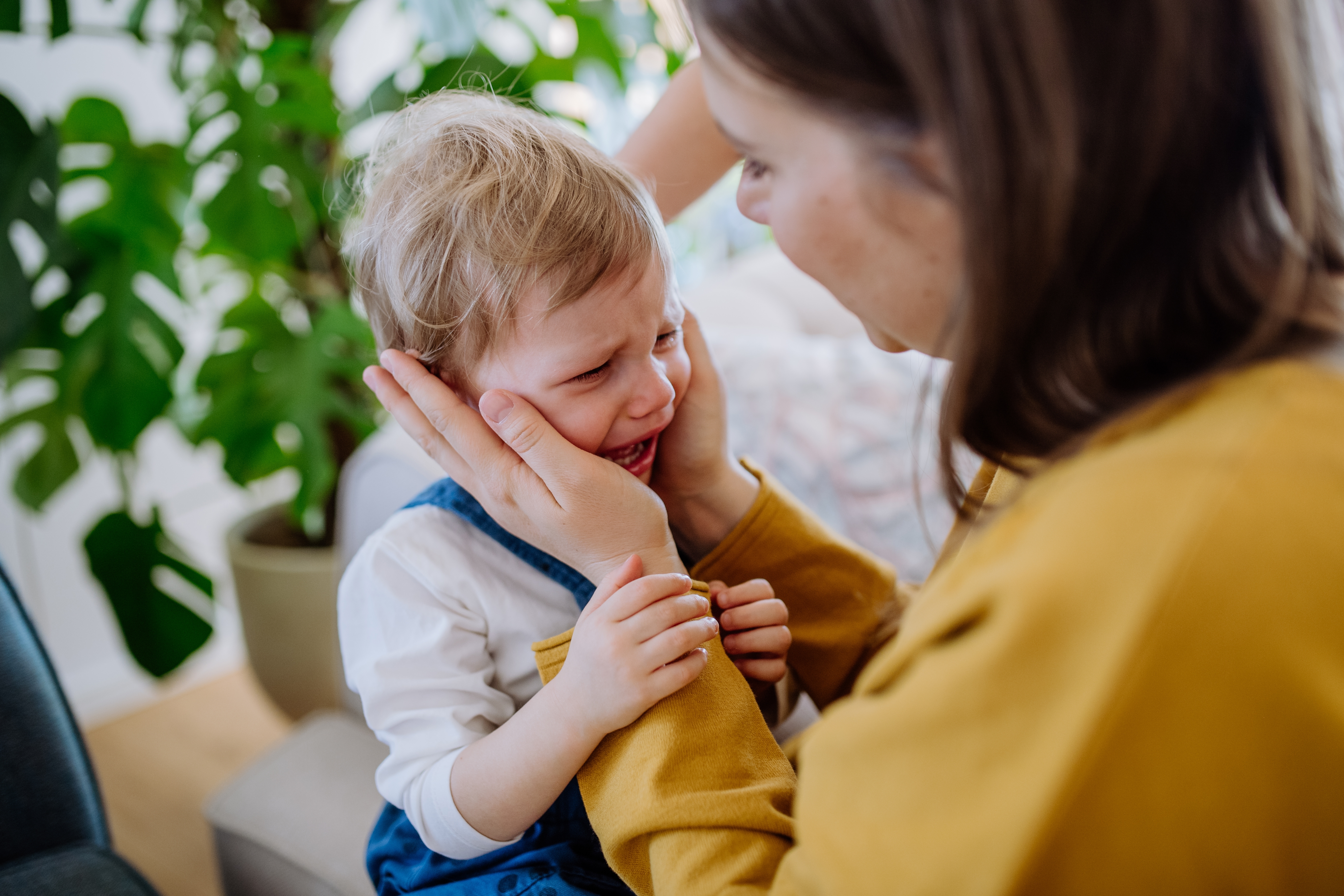 Une femme réconfortant un enfant en pleurs | Source : Shutterstock