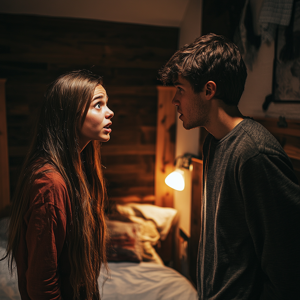 Une fille choquée qui parle à son frère | Source : Midjourney