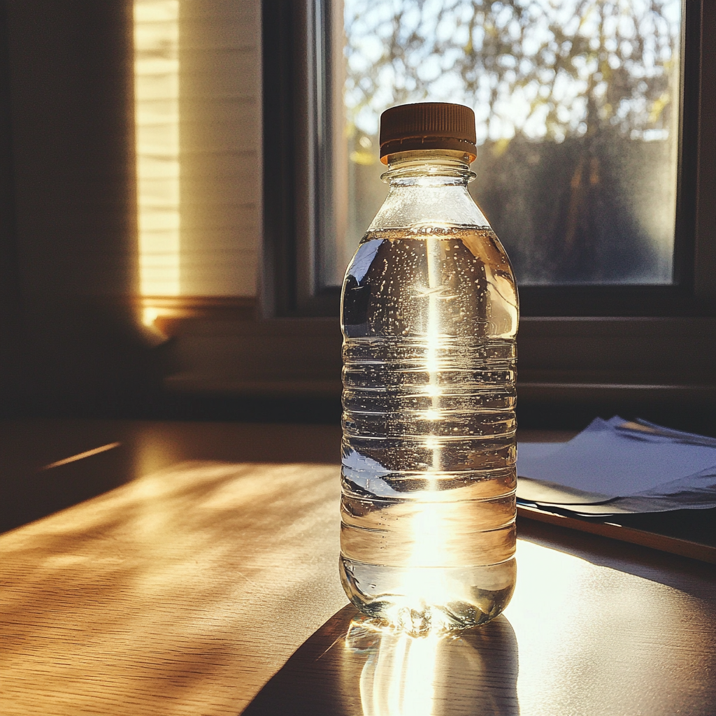 Une bouteille d'eau sur un bureau | Source : Midjourney