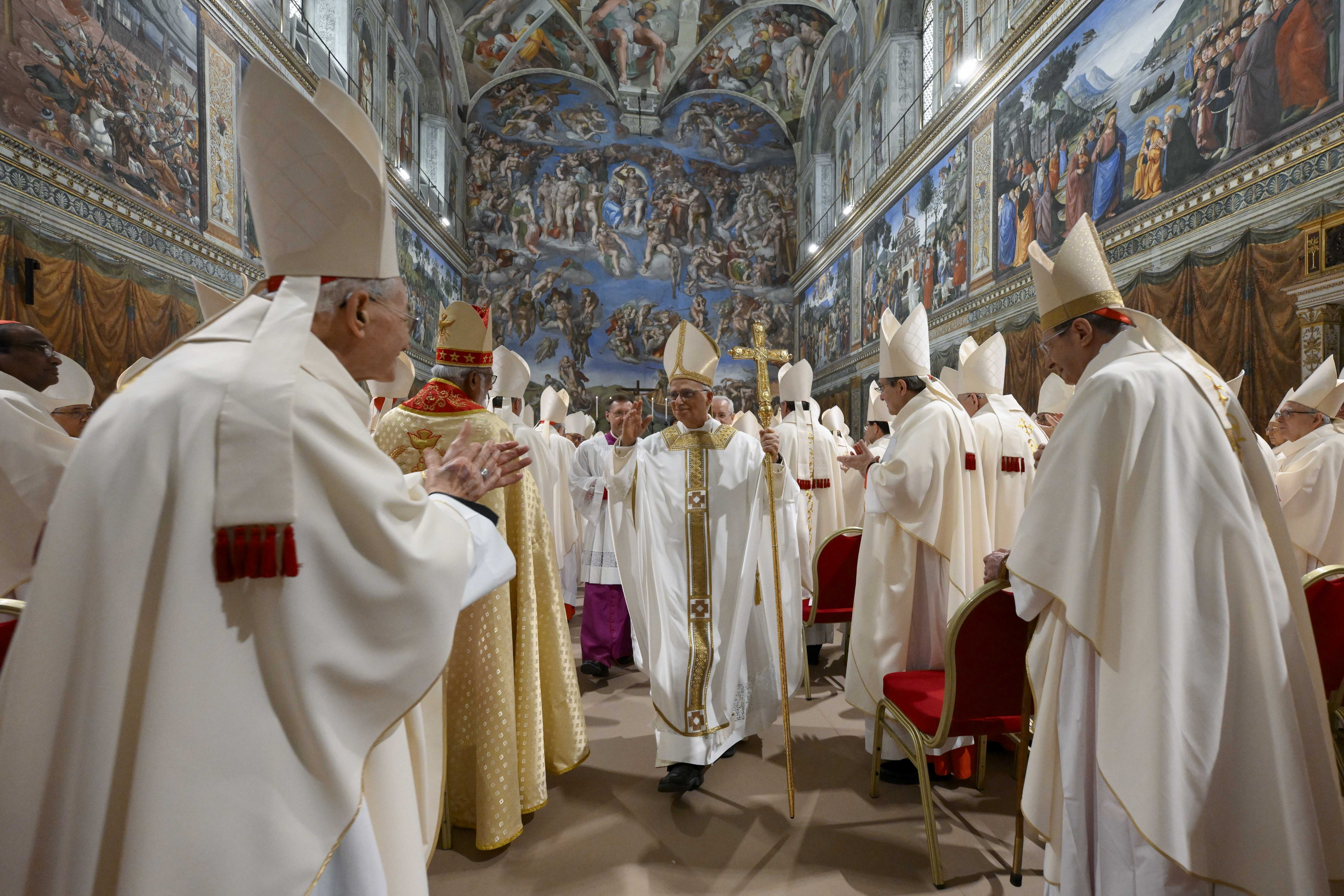 Le pape Léon XIV préside la messe Pro Ecclesia dans la chapelle Sixtine, le 9 mai 2025, au Vatican I Source : Getty Images