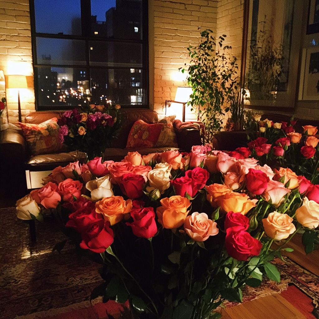 Roses dans un appartement | Source : Midjourney