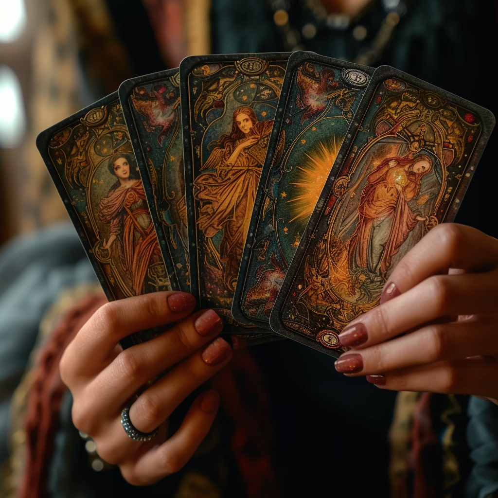 Une personne tenant des cartes de tarot | Source : Midjourney