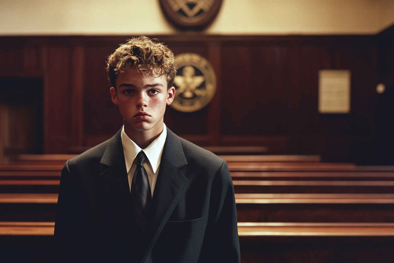 Un jeune homme dans une salle d'audience | Source : Midjourney