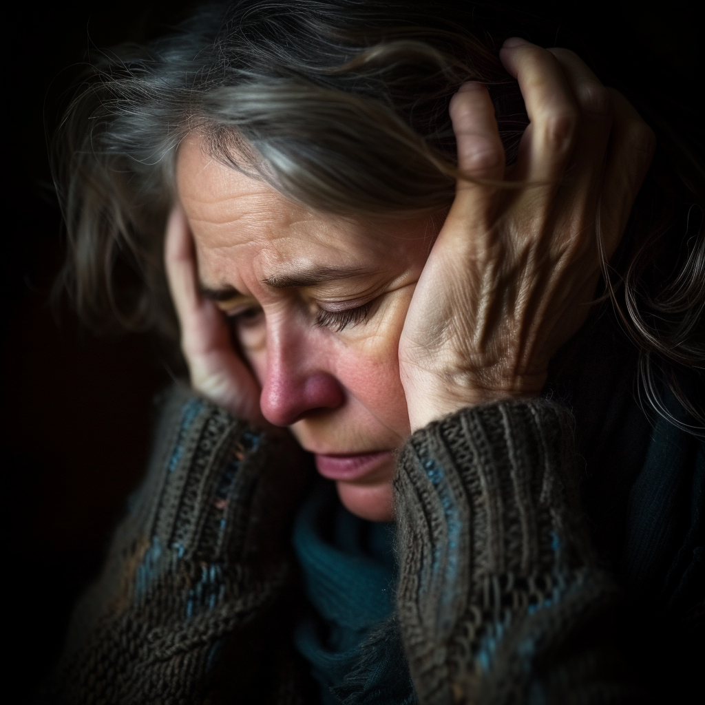 Une femme âgée qui se tient la tête | Source : Midjourney