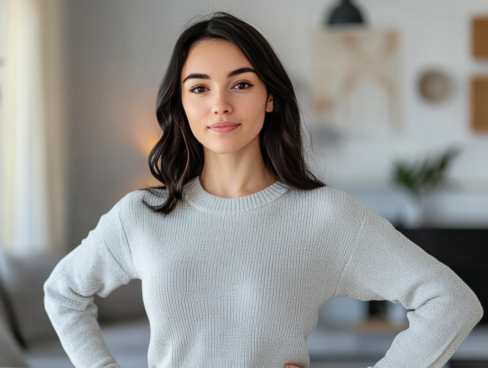 Une femme confiante se tenant debout, les mains sur les hanches | Source : Midjourney