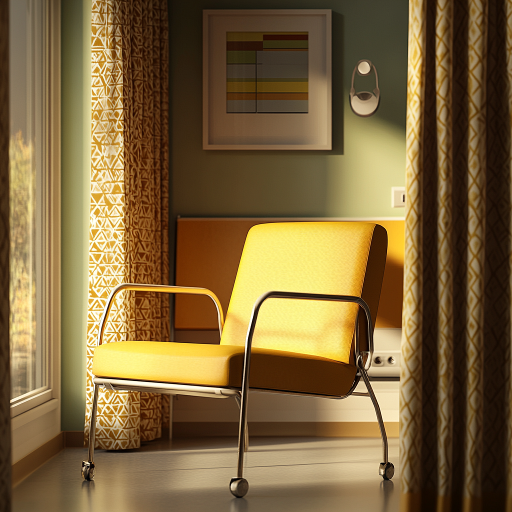 Une chaise jaune moutarde dans une chambre | Source : Midjourney