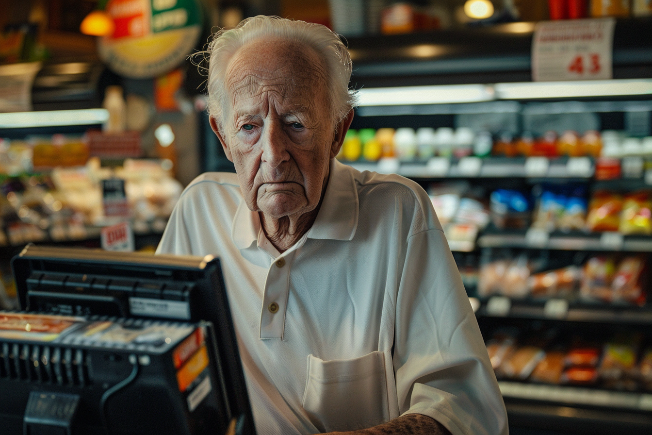 Une caissière plus âgée dans une épicerie | Source : Midjourney