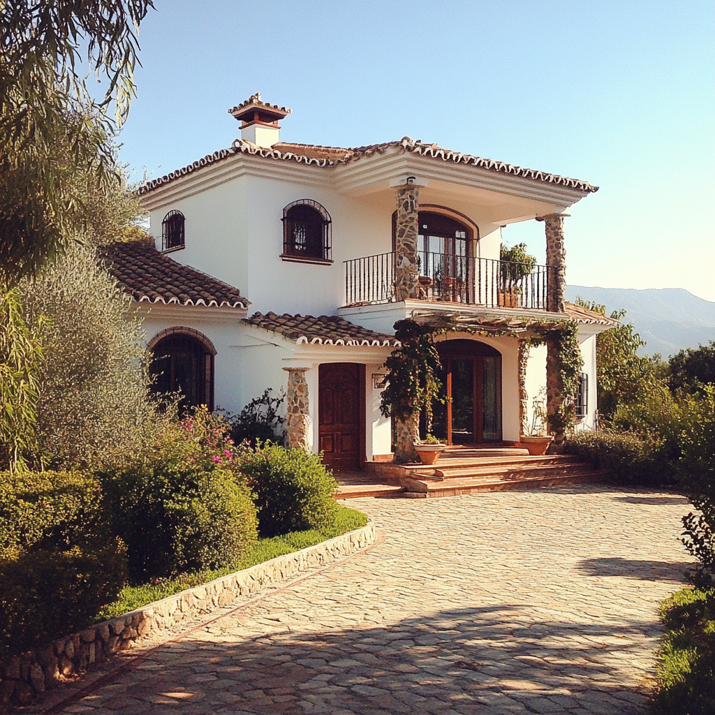 L'extérieur d'une villa espagnole | Source : Midjourney