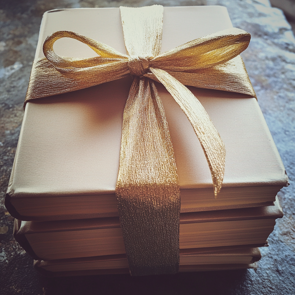 Un ensemble de livres enveloppés d'un nœud | Source : Midjourney