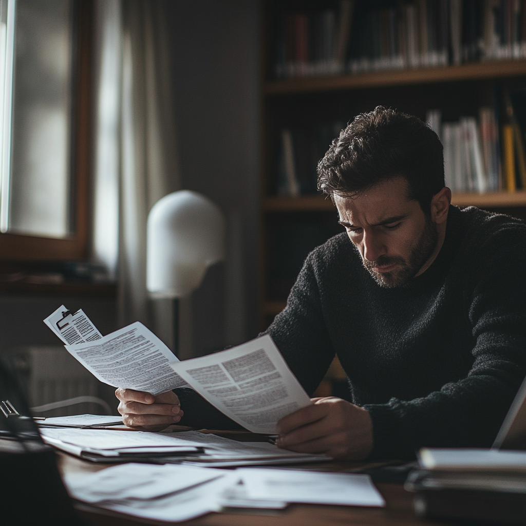 Un homme qui consulte les documents | Source : Midjourney