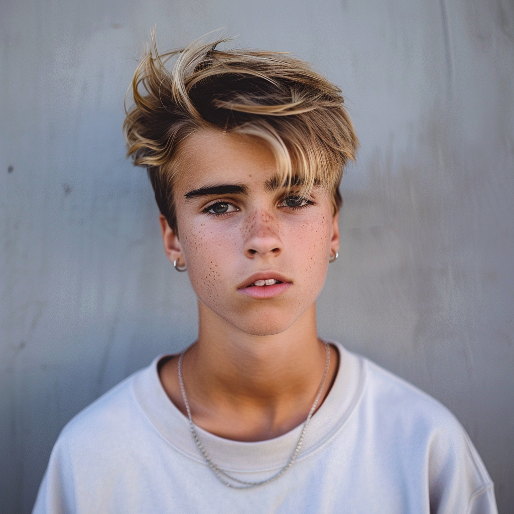 Photo spéculative de ce à quoi ressemblera le fils de Justin et Hailey Bieber à 15 ans via IA | Source : Midjourney
