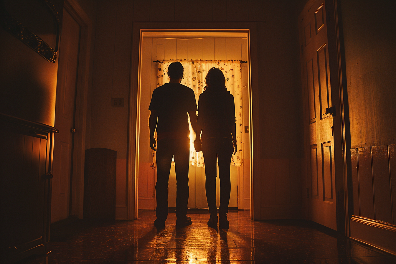 Silhouette d'un couple dans une chambre | Source : Midjourney