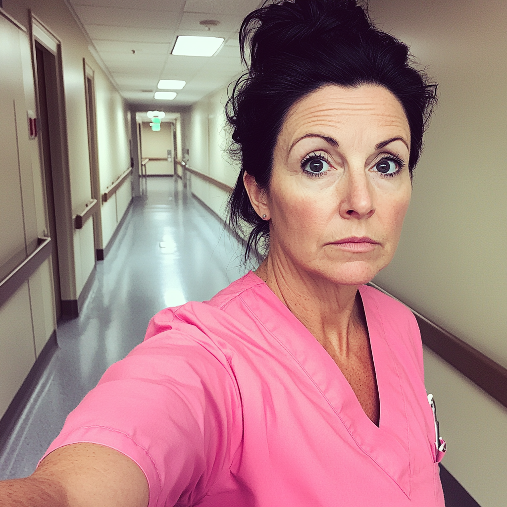 A nurse standing in a corridor | Source: Midjourney