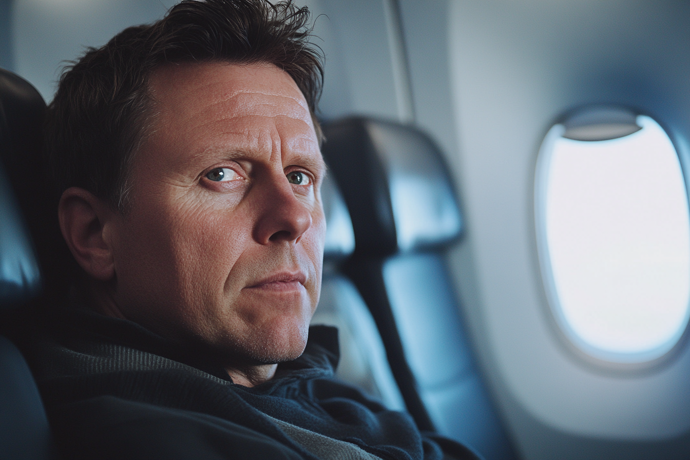 Un homme assis dans un avion | Source : Midjourney
