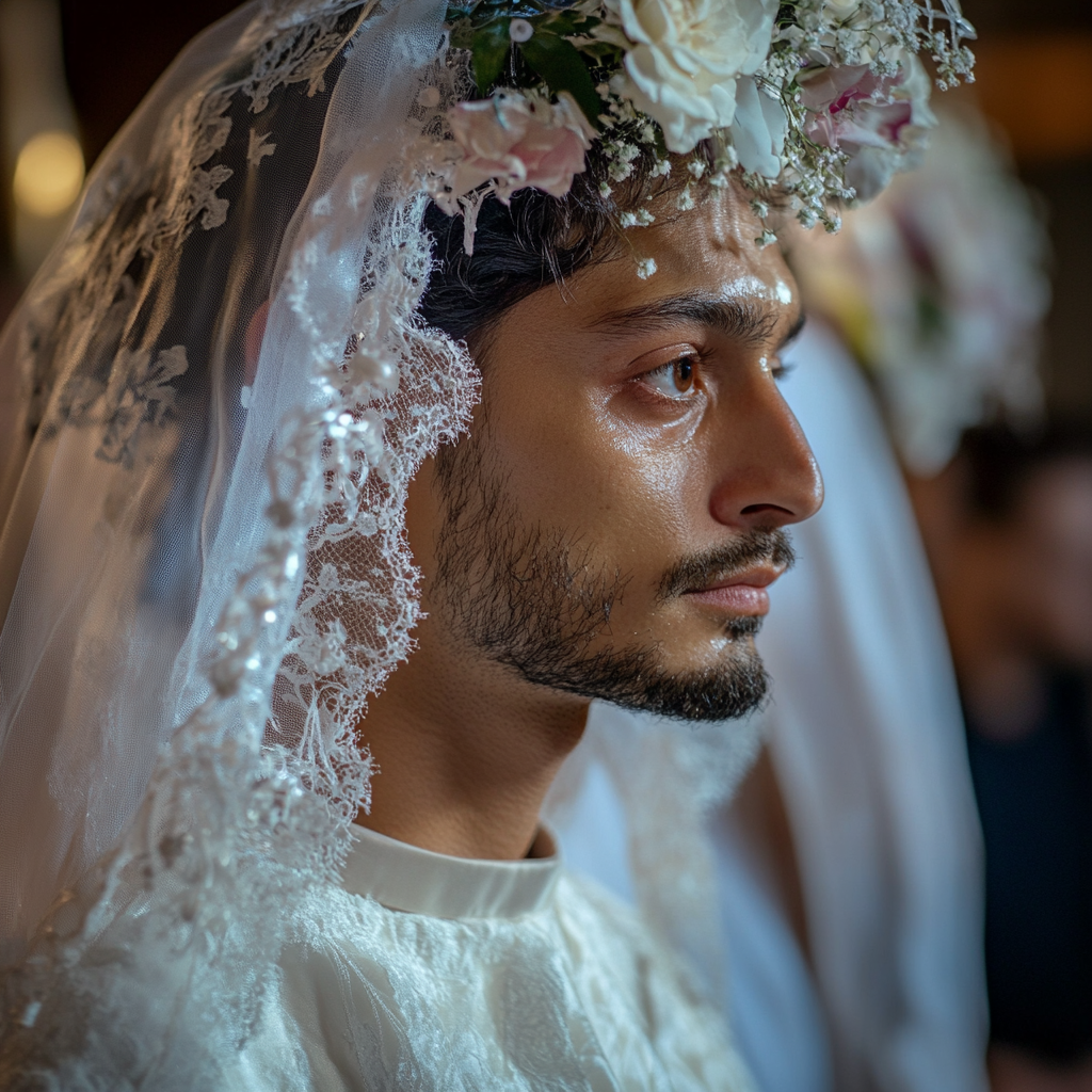 Man dressed as a bride | Source: Midjourney