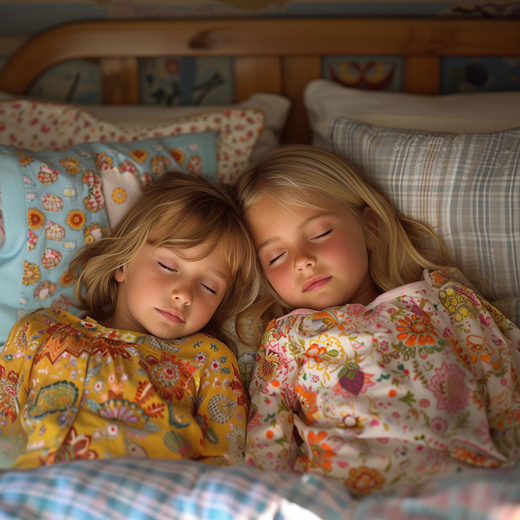 Emma and Lily asleep | Source: Midjourney