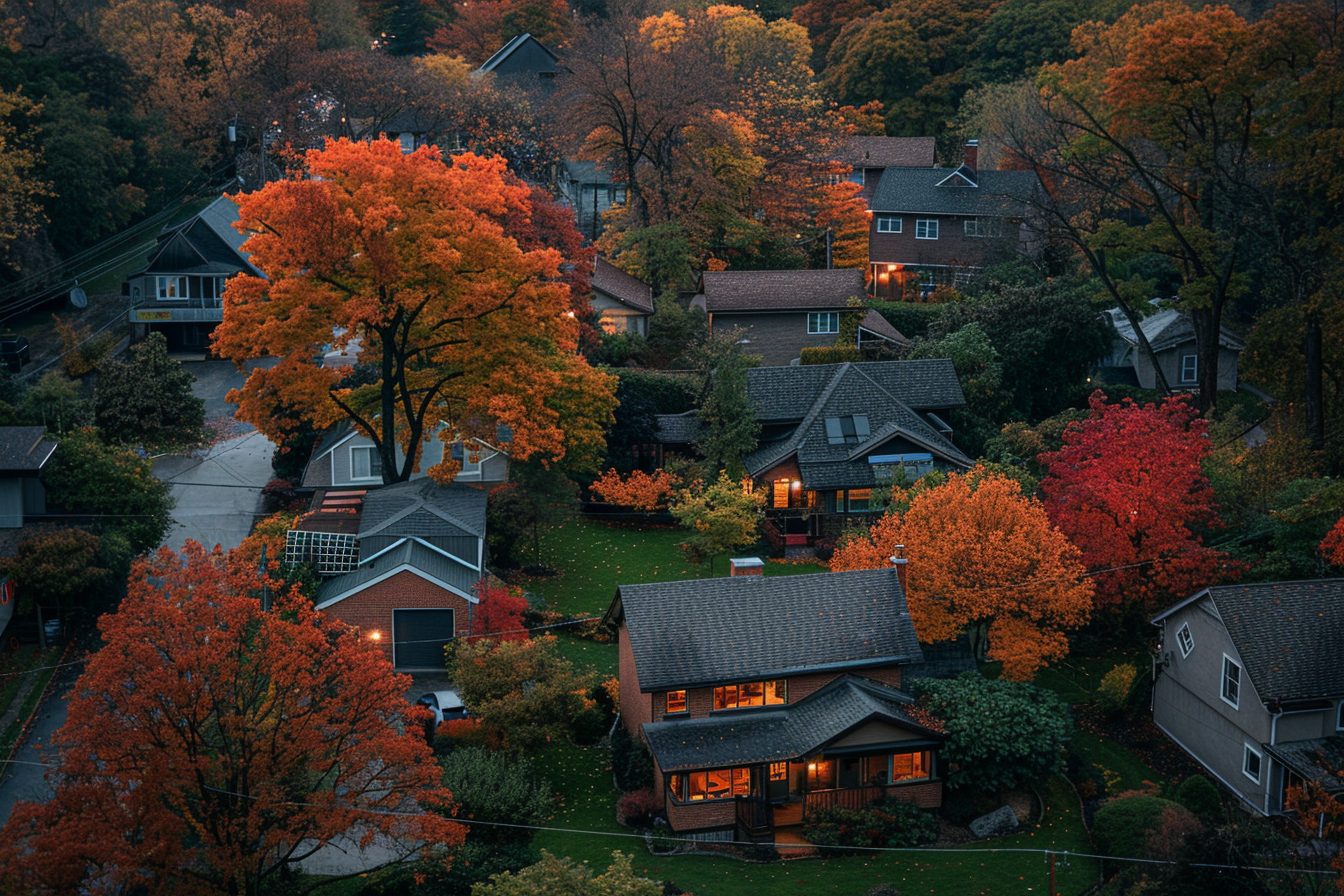 Vue par drone d'un beau quartier | Source : Midjourney