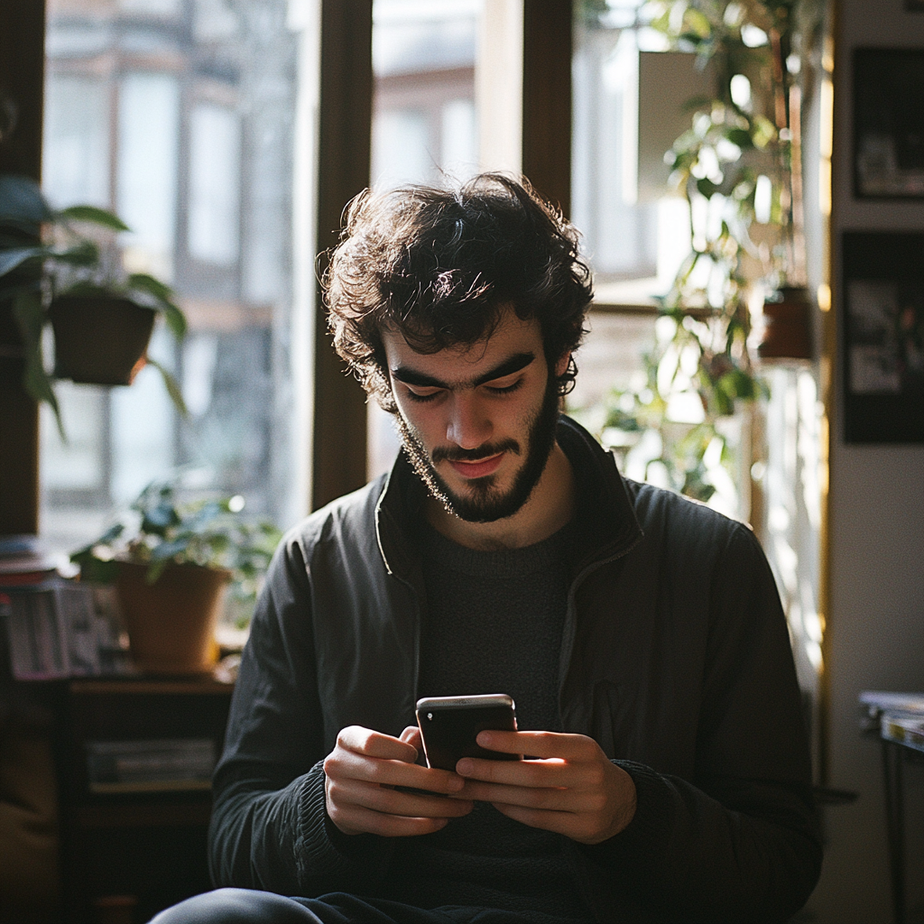 Un homme qui regarde son téléphone | Source : Midjourney