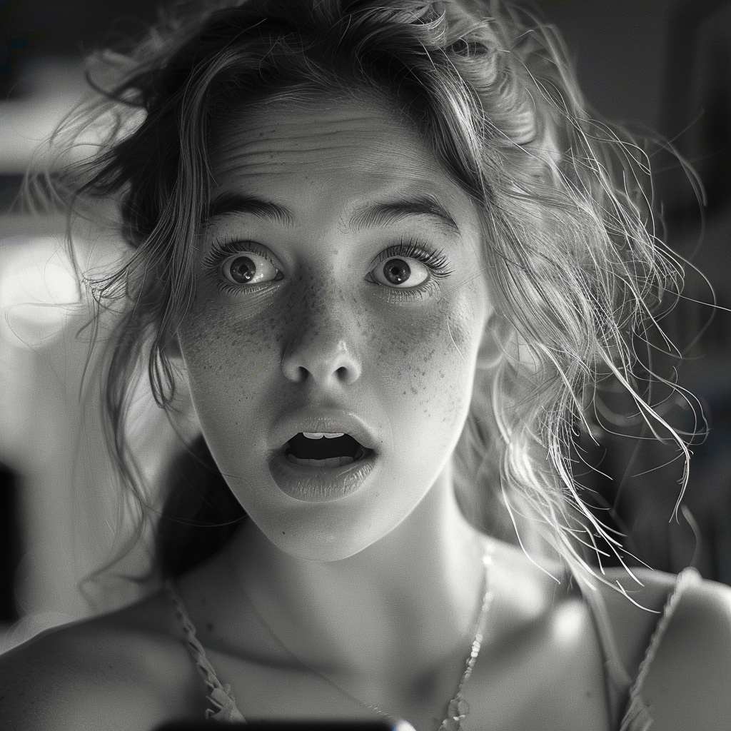 Une jeune femme choquée | Source : Midjourney