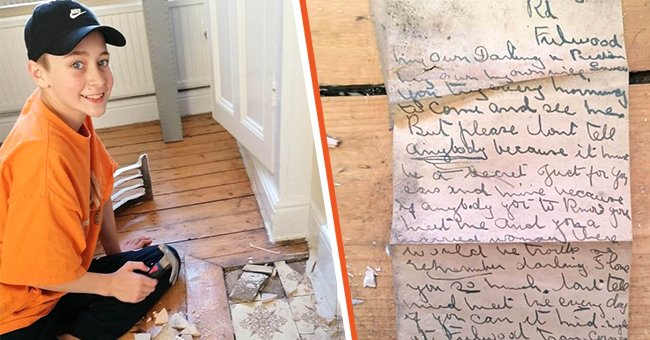 Dawn Cornes et son fils adolescent Loukas ont trouvé une lettre secrète vieille de 100 ans cachée sous les tuiles de leur foyer. | Photo : twitter.com/nypost