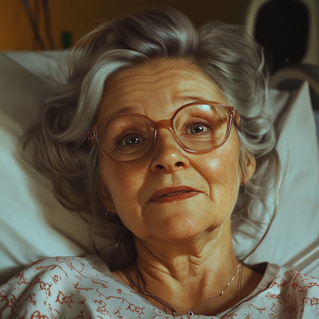 Une dame âgée allongée sur un lit d'hôpital | Source : Midjourney