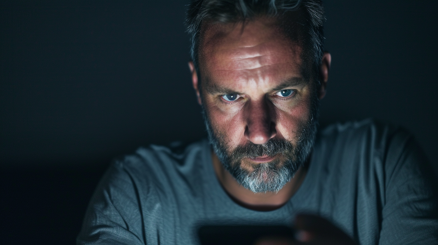 Un homme qui regarde son téléphone | Source : Midjourney