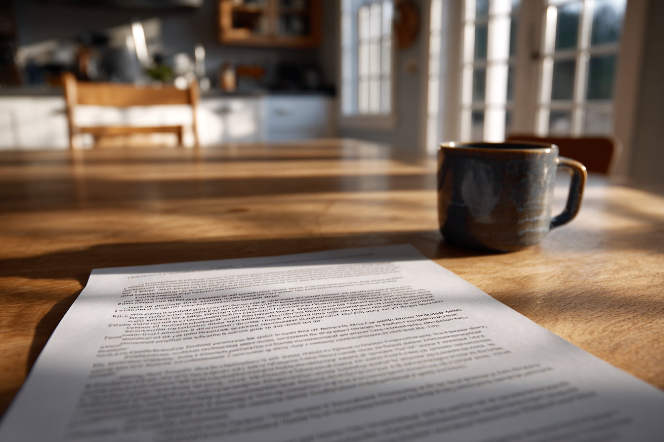 Un papier sur une table | Source : Midjourney