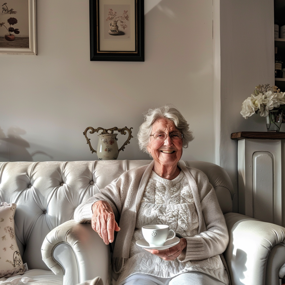 Une femme âgée prenant le thé | Source : Midjourney