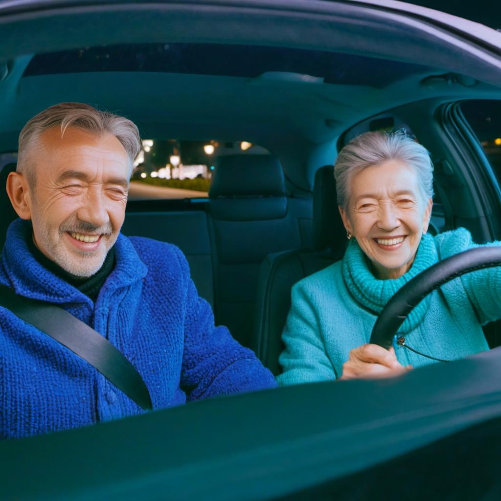 Margaret et Harold rentrent chez eux en voiture, réfléchissant aux événements de la nuit | Source : Midjourney