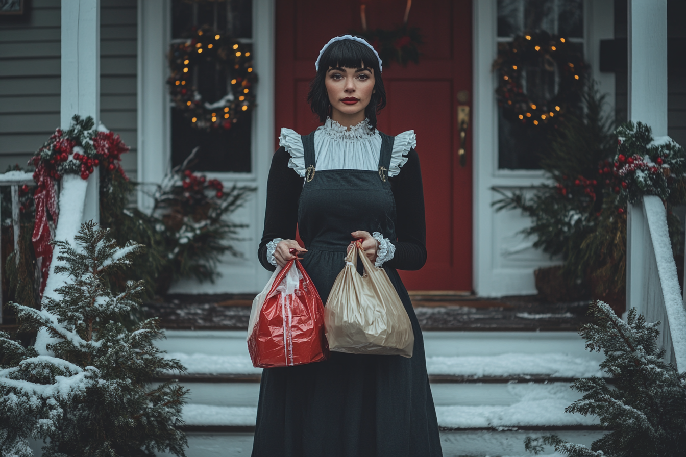 Une femme de ménage portant des sacs d'épicerie | Source : Midjourney