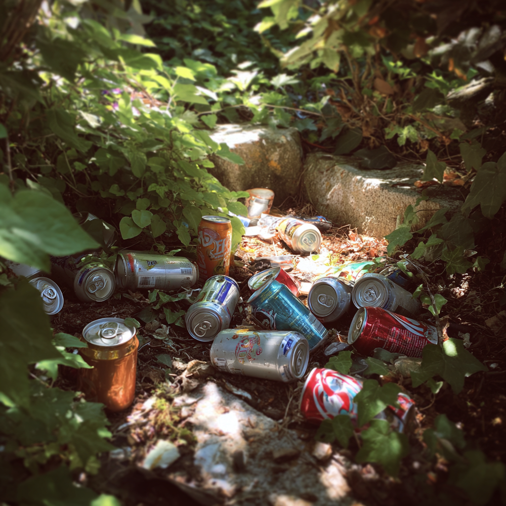 Des détritus dans un jardin après une fête | Source : Midjourney