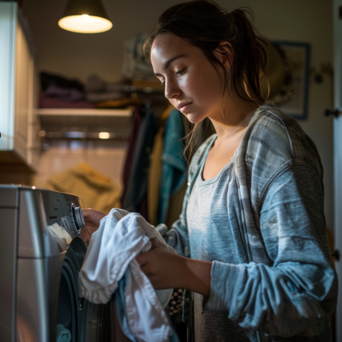 Une femme qui fait la lessive à la maison | Source : Midjourney