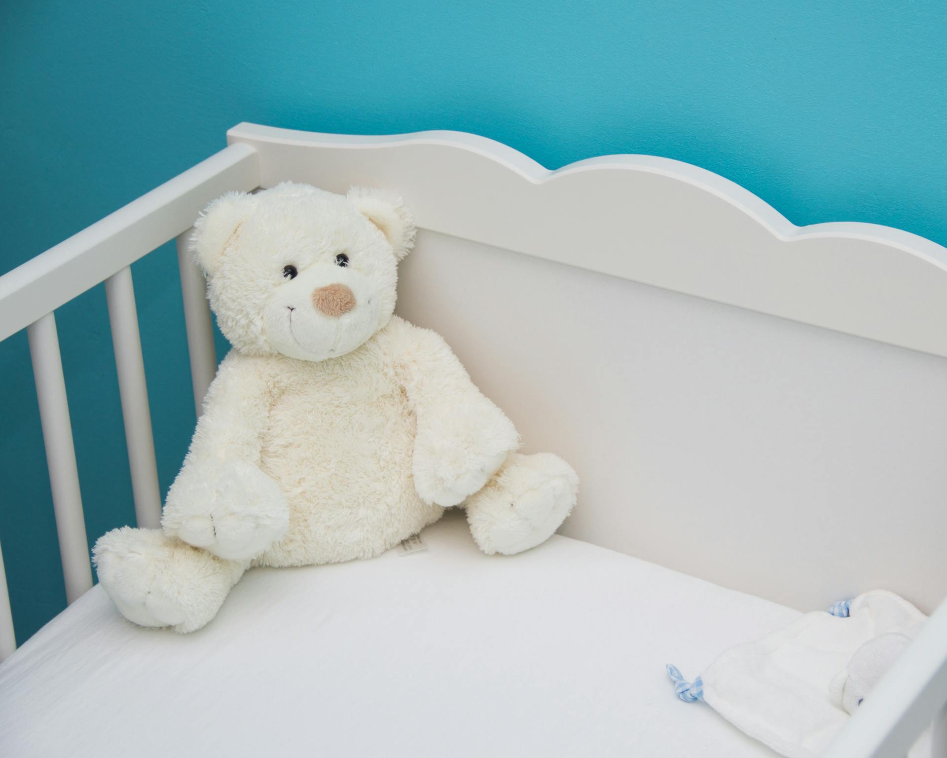 Une peluche d'ours blanc dans un berceau de bébé | Source : Pexels