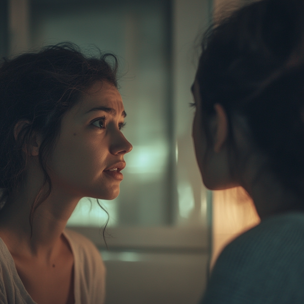 A worried woman talks to her sister | Source: Midjourney