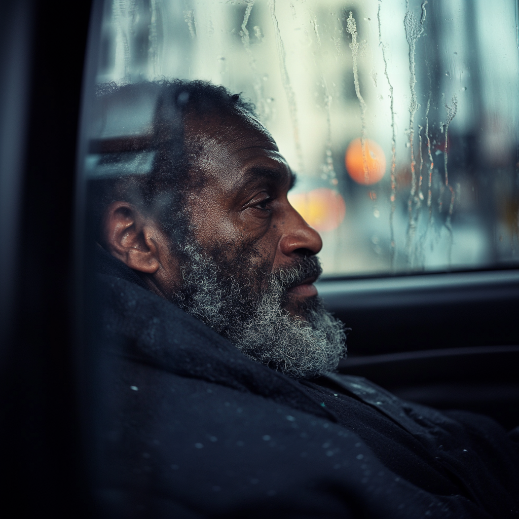 Un homme sérieux dans une voiture | Source : Midjourney