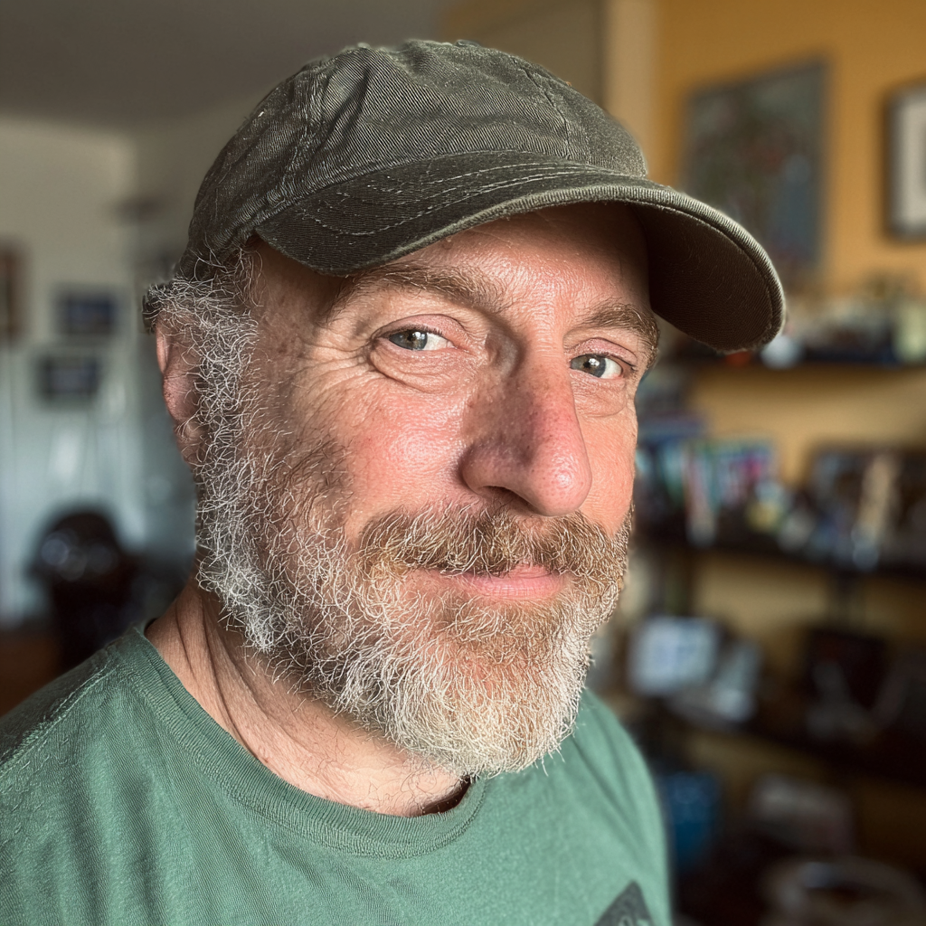 Un homme âgé souriant portant une casquette | Source : Midjourney