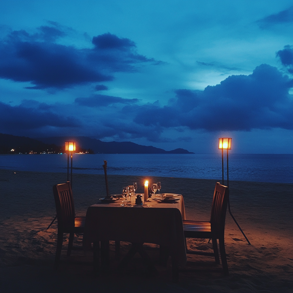 Une installation pour un dîner romantique | Source : Midjourney
