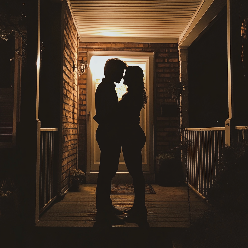 A couple under a porch | Source: Midjourney