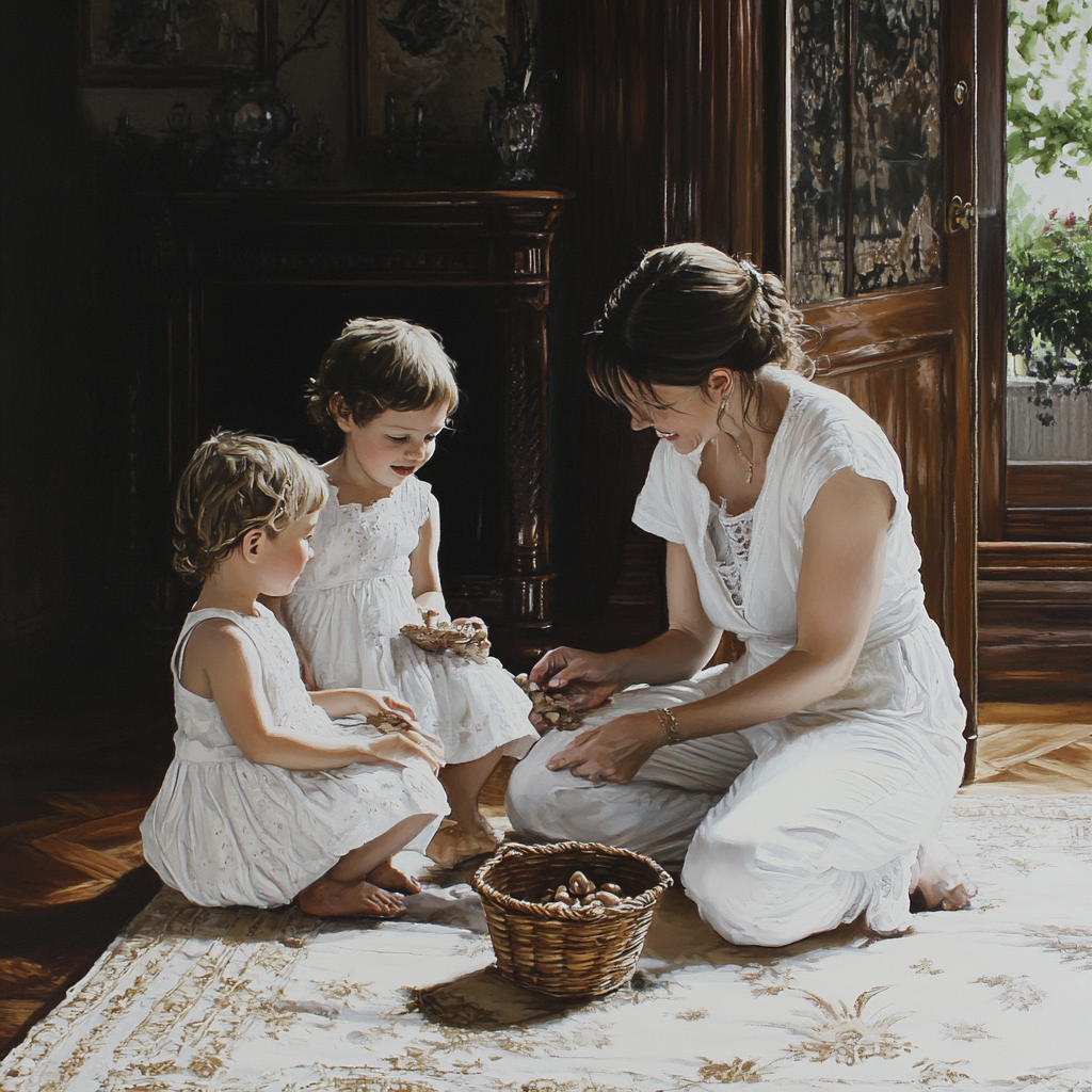 Une mère heureuse qui s'amuse avec ses enfants | Source : Midjourney