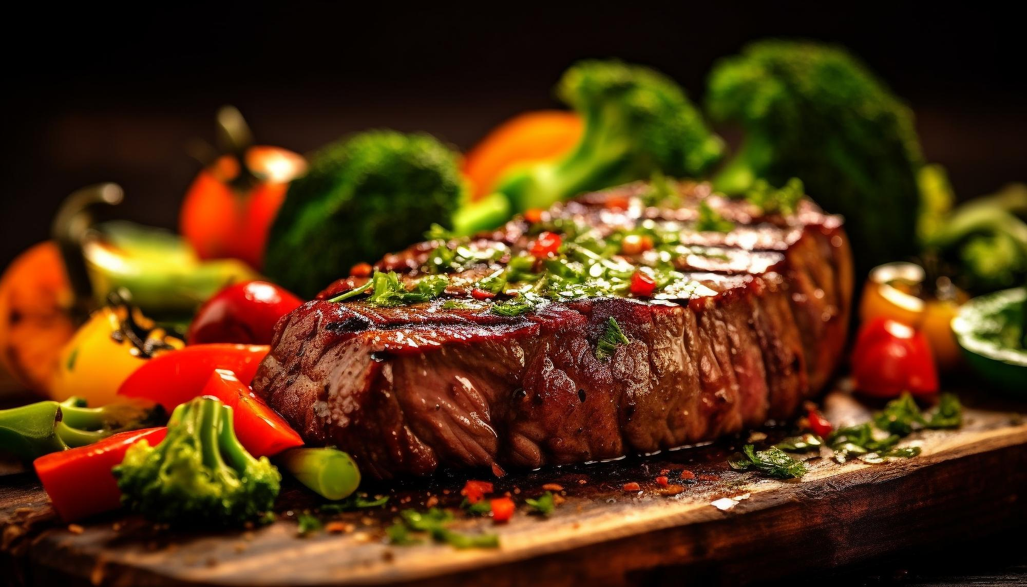 Steak grillé servi sur une planche en bois | Source : Freepik