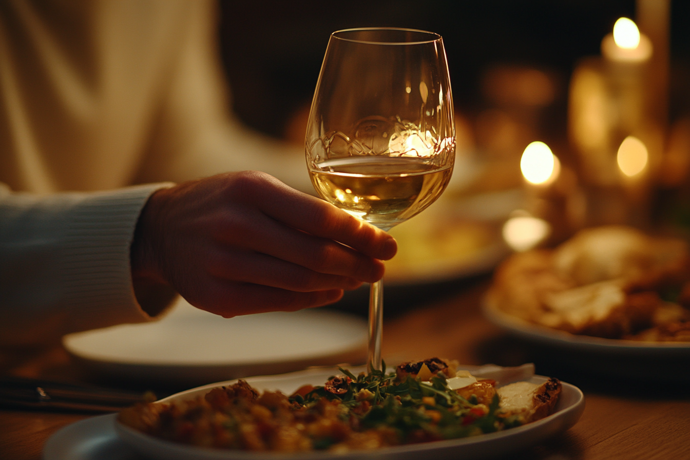 Close-up of male hands holding a glass of wine | Source: Midjourney