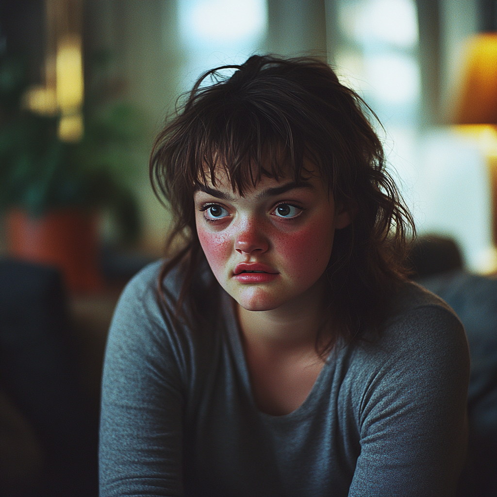 Une femme bouleversée qui parle | Source : Midjourney