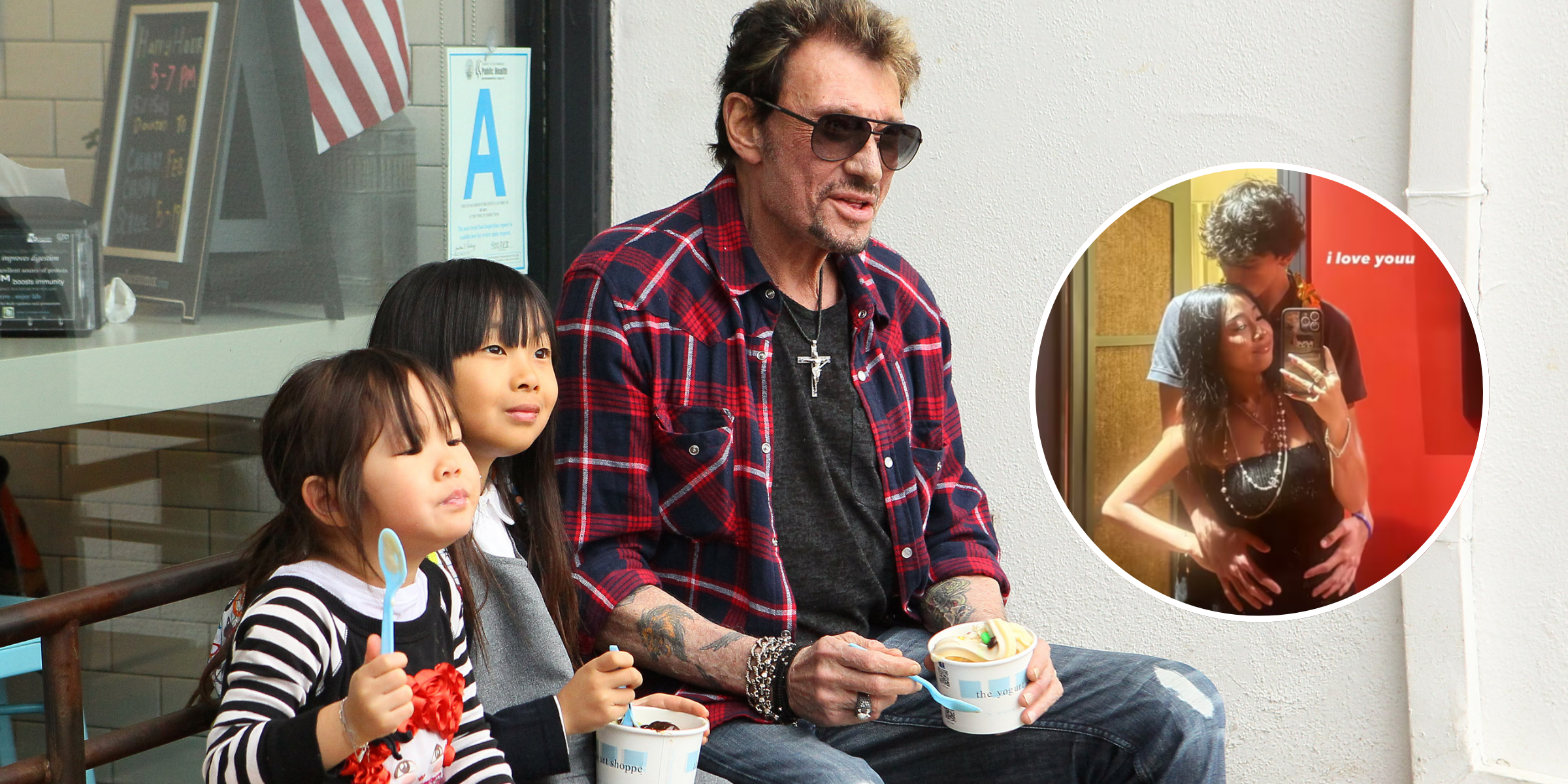 Johnny Hallyday et ses filles Joy et Jade | Source : Getty Images