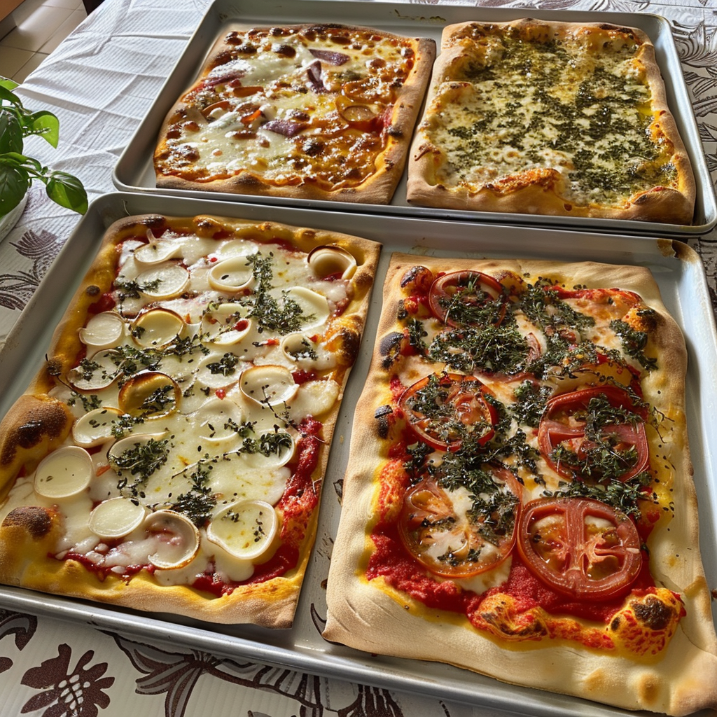 Des plateaux de pizzas faites maison | Source : Midjourney