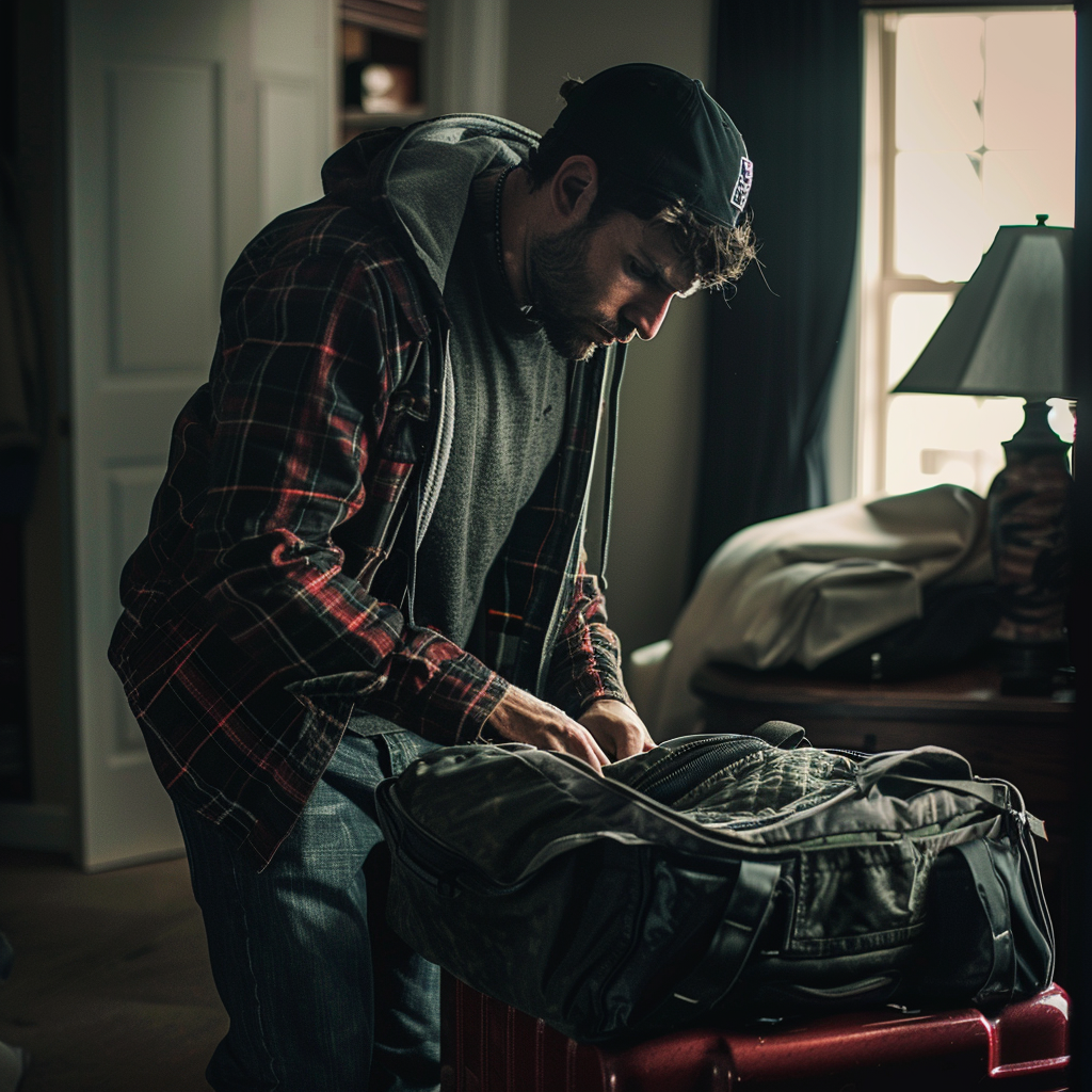 Un homme en train de faire ses bagages | Source : Midjourney