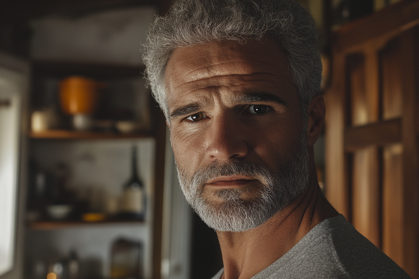Un homme qui regarde droit devant lui | Source : Midjourney