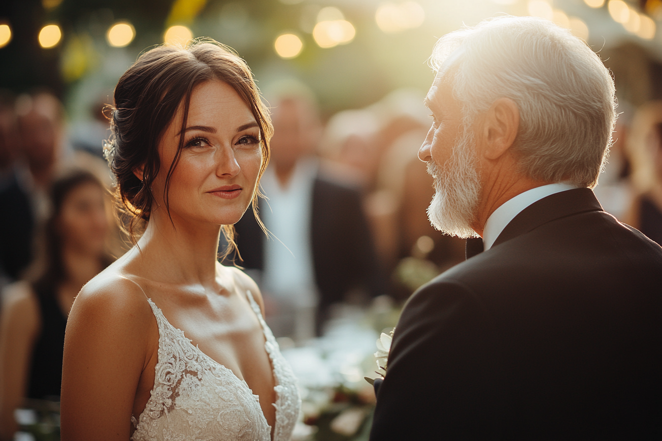 La mariée se lie avec son père | Source : Midjourney