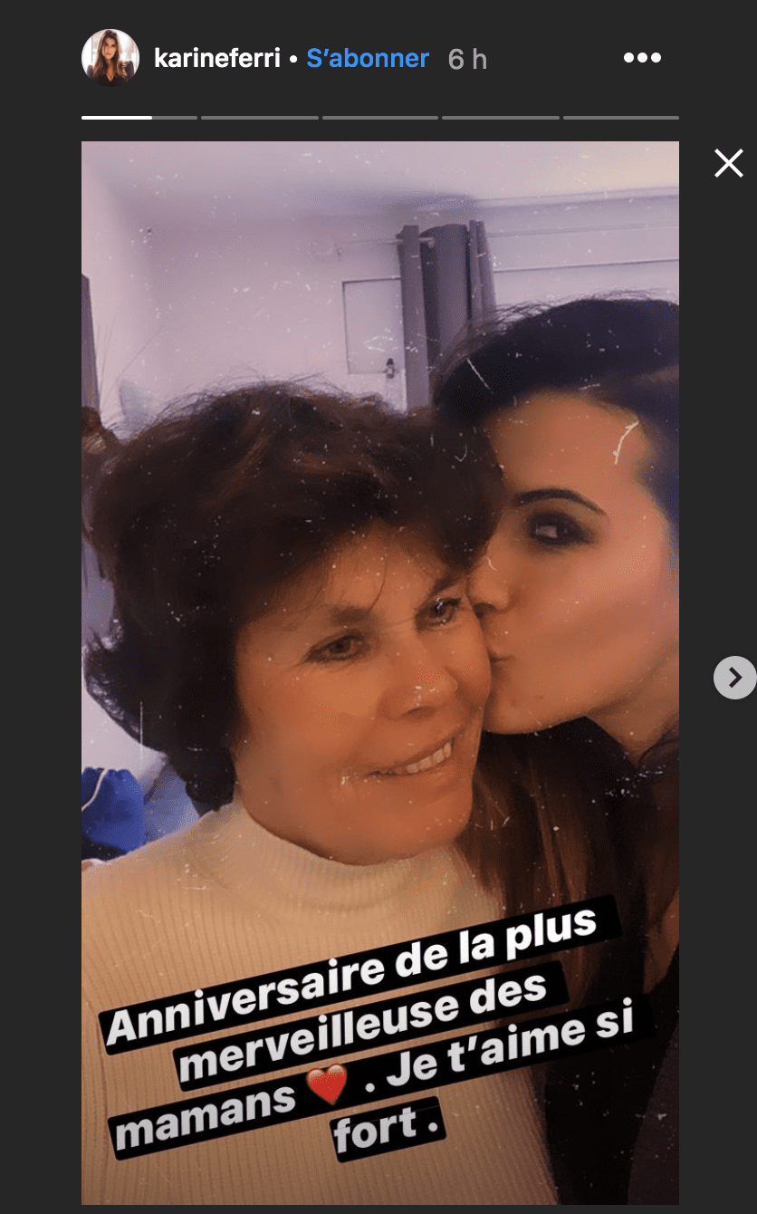 Le joyeux anniversaire de Karine Ferry à sa maman. | Photo : Instagram story/Karine Ferri